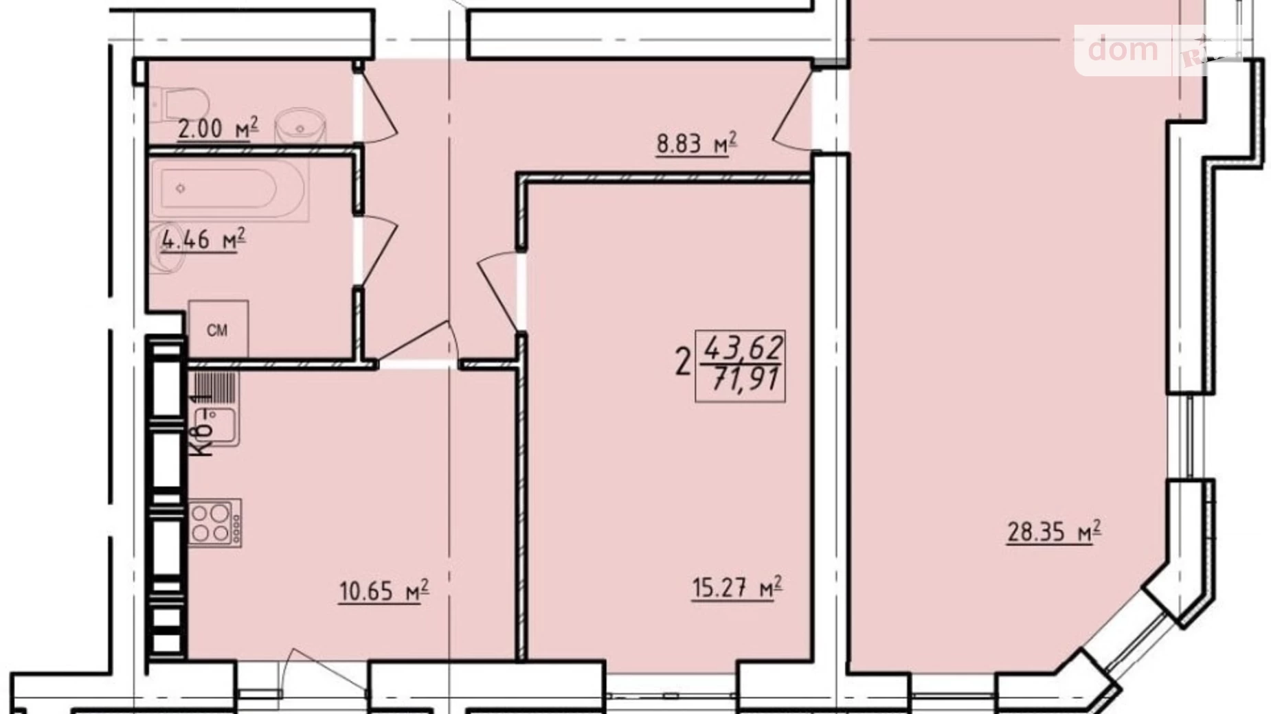 Продается 2-комнатная квартира 62 кв. м в Харькове, ул. Елизаветинская, 2Б