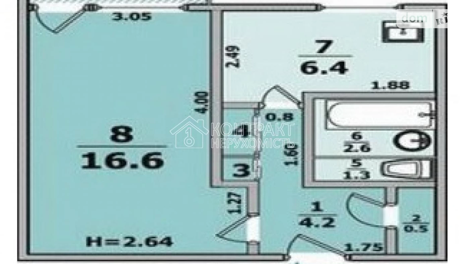 Продается 1-комнатная квартира 33.6 кв. м в Харькове, пер. Победы