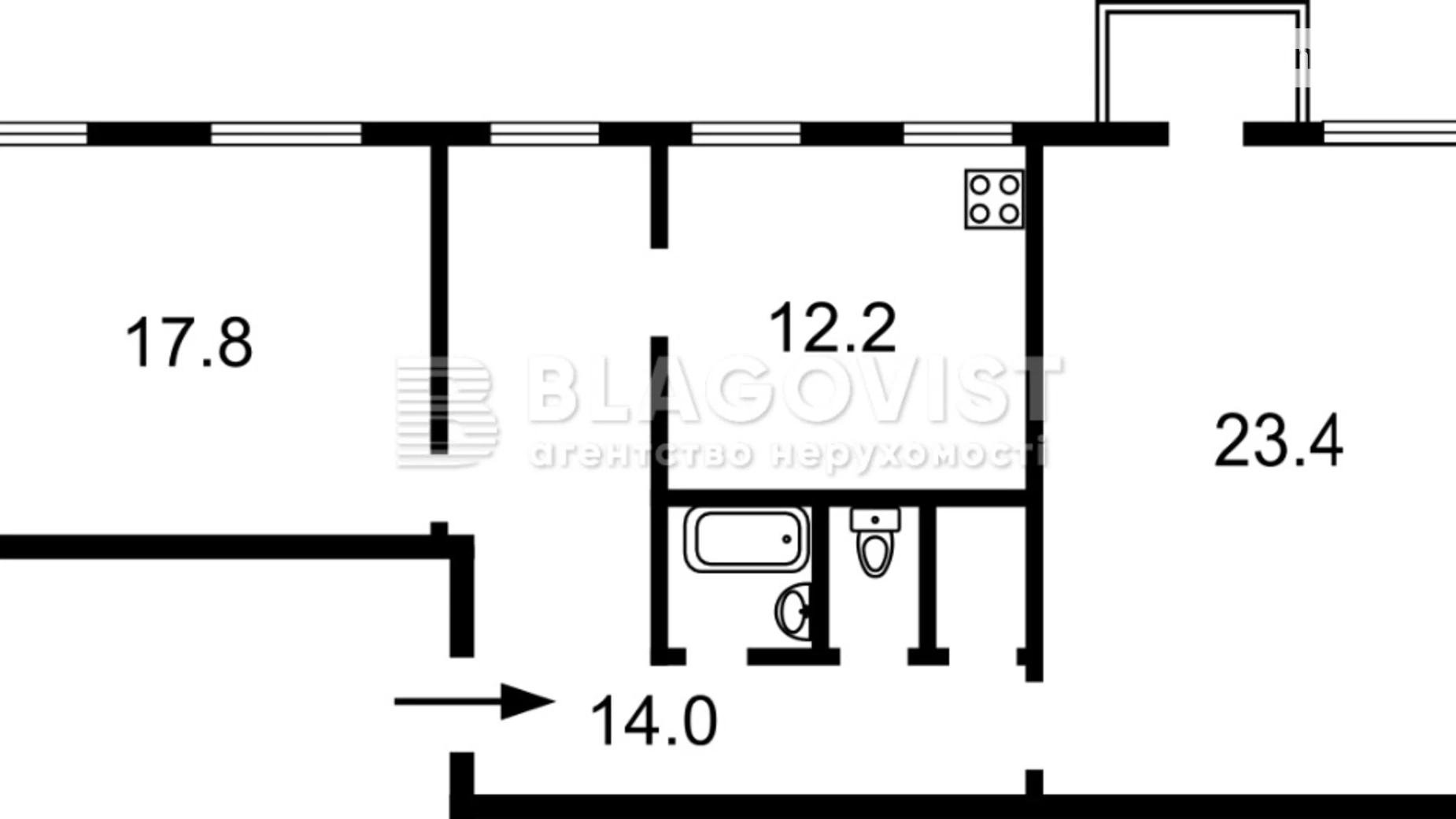 Продается 2-комнатная квартира 74 кв. м в Киеве, ул. Малая Житомирская, 5