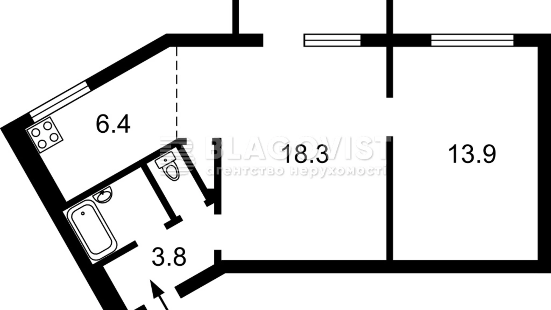 Продается 2-комнатная квартира 46 кв. м в Киеве, спуск Кловский, 12А