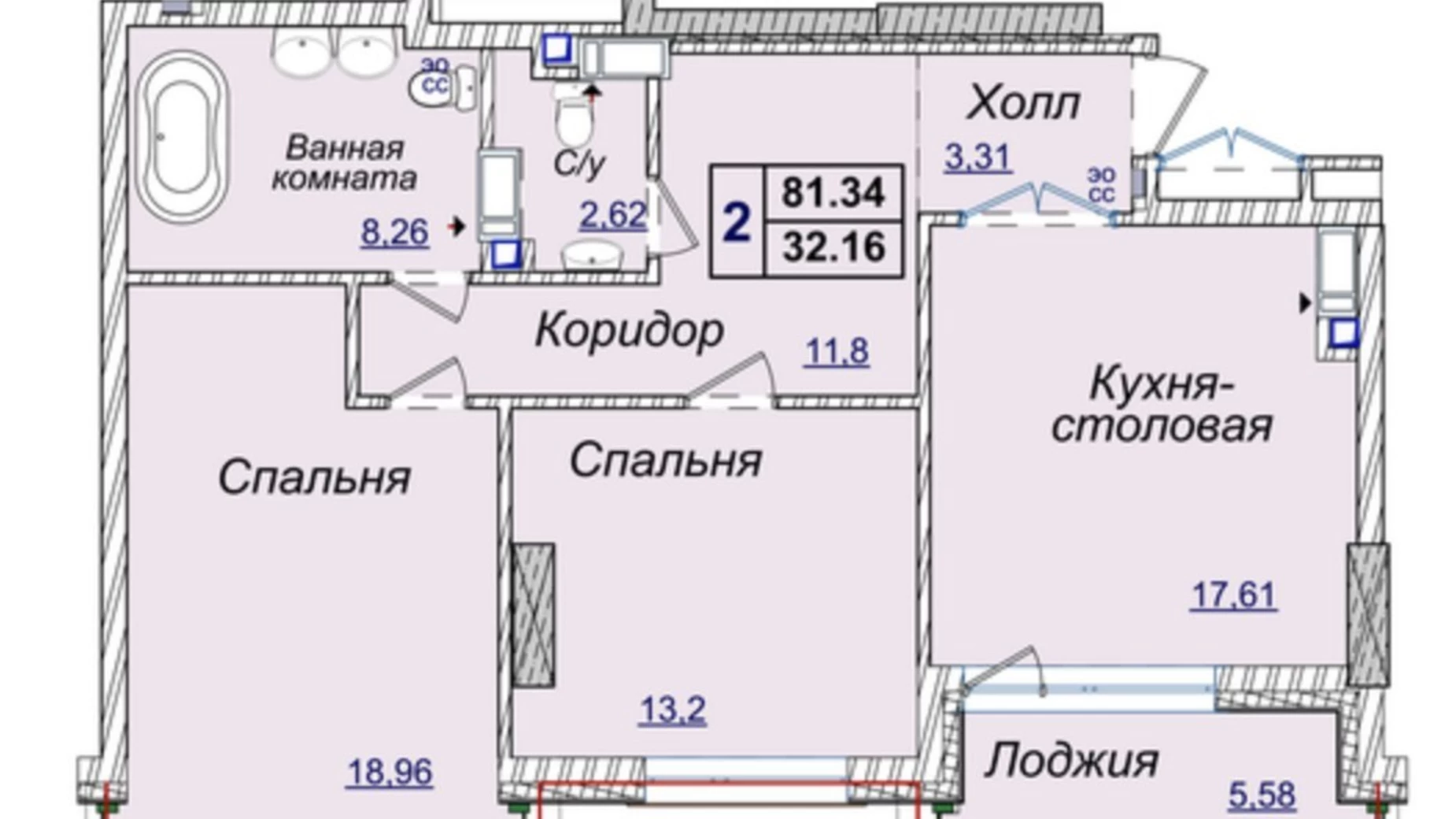 Продается 2-комнатная квартира 81.34 кв. м в Киеве, ул. Андрея Верхогляда(Драгомирова), 19А