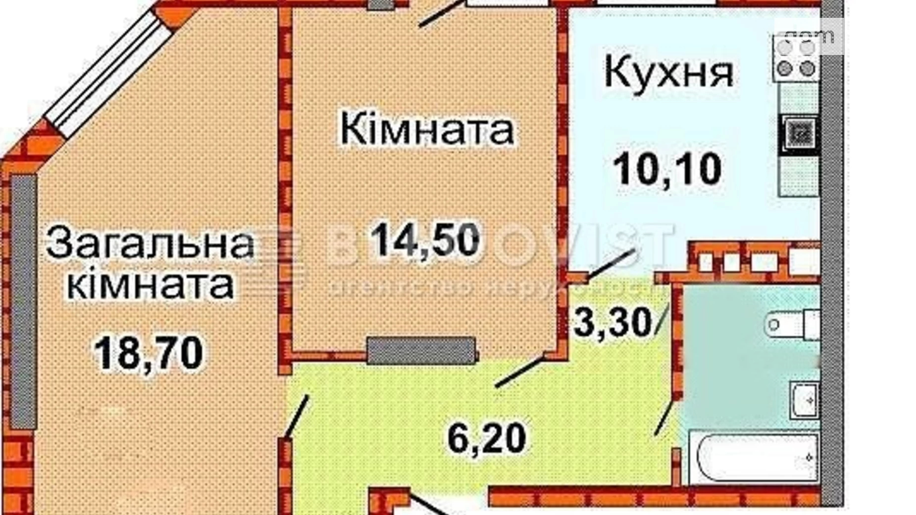 Продається 1-кімнатна квартира 67 кв. м у Києві, вул. Смілянська, 15