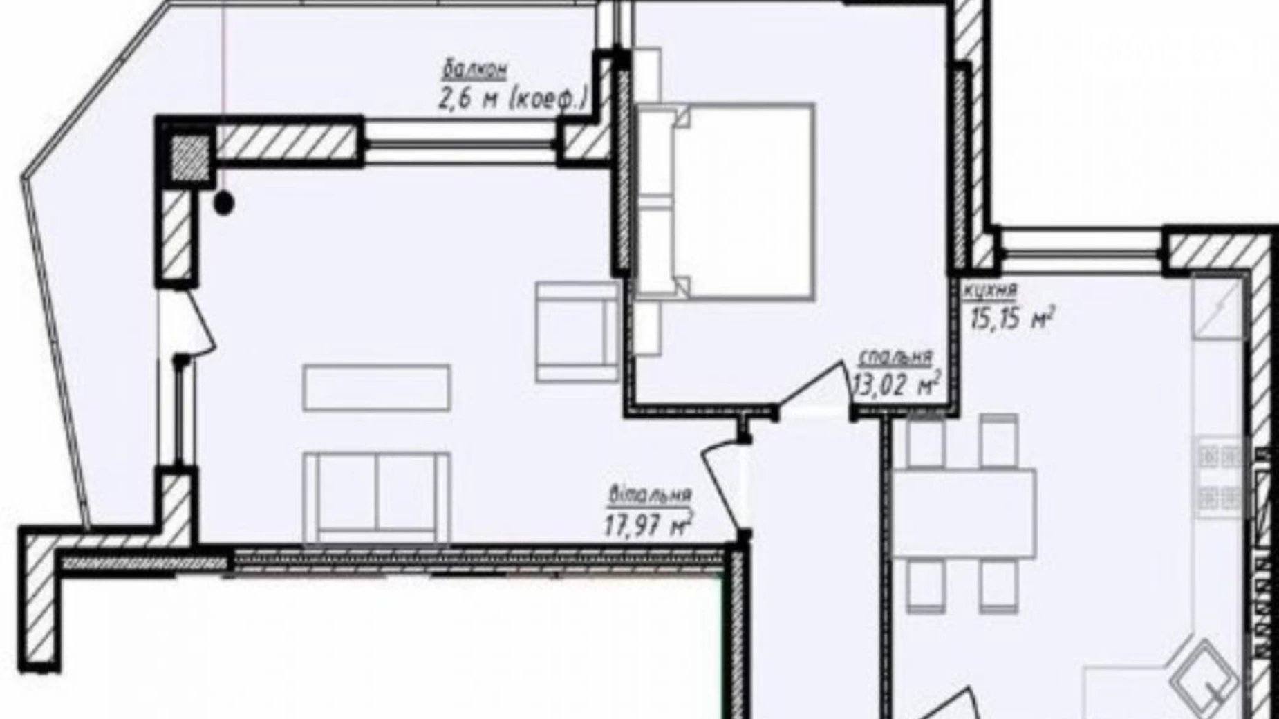 2-комнатная квартира 68 кв. м в Тернополе, пер. Кирпичный