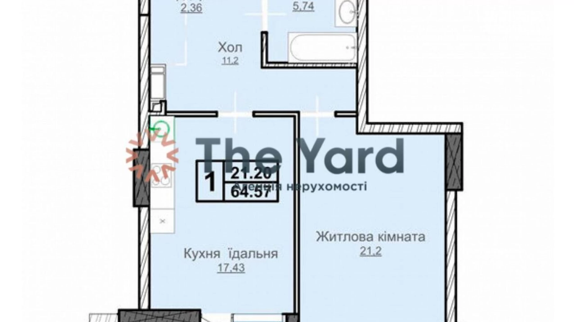 Продается 1-комнатная квартира 61.25 кв. м в Киеве, ул. Андрея Верхогляда(Драгомирова) - фото 2