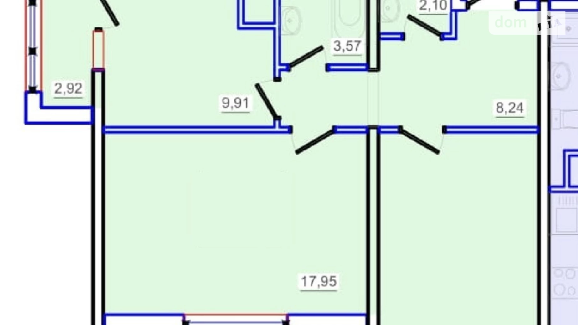 Продається 2-кімнатна квартира 58.7 кв. м у Одесі, вул. Перлинна