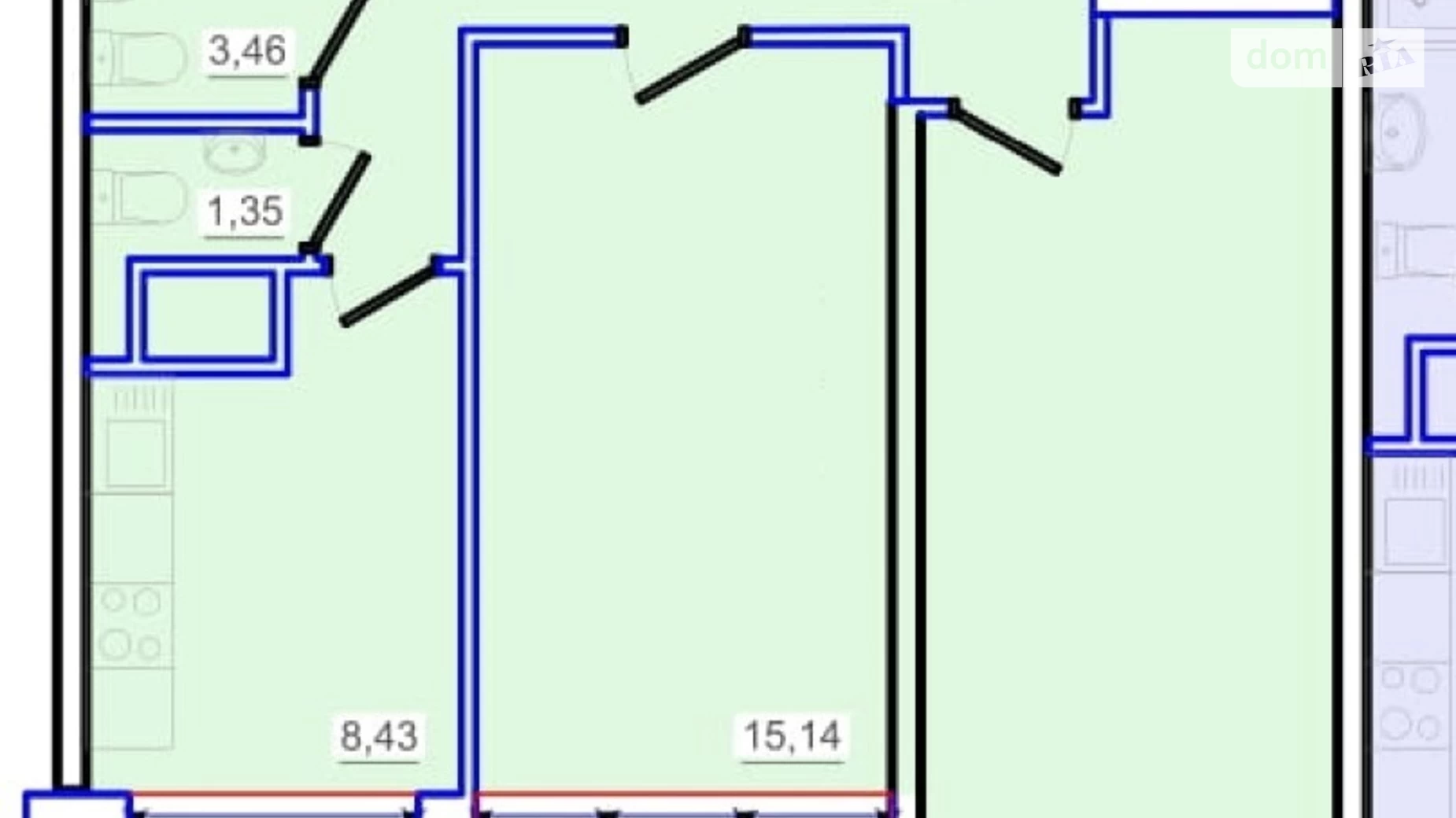 Продається 2-кімнатна квартира 56.9 кв. м у Одесі, вул. Перлинна