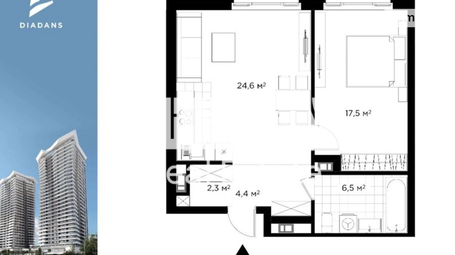 Продается 1-комнатная квартира 55.35 кв. м в Киеве, ул. Коновальца Евгения, 19