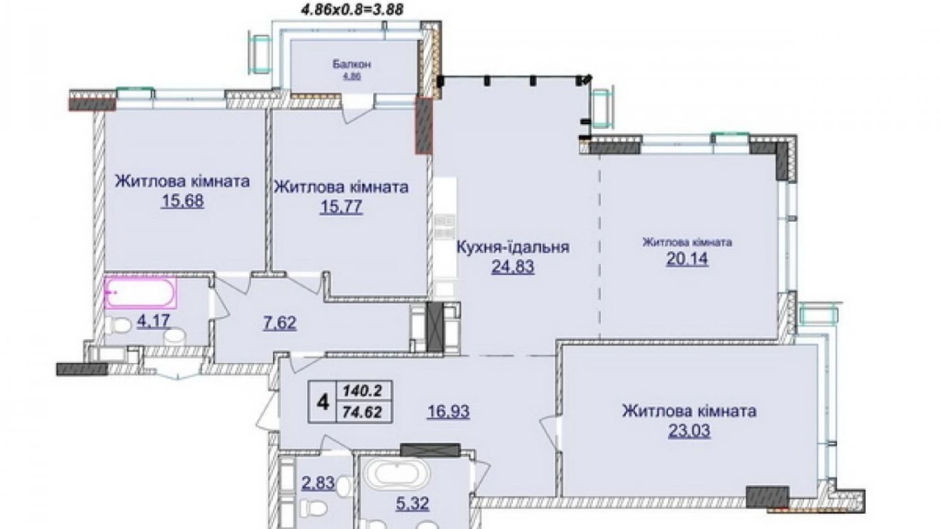 Продается 4-комнатная квартира 140.2 кв. м в Киеве, ул. Андрея Верхогляда(Драгомирова)