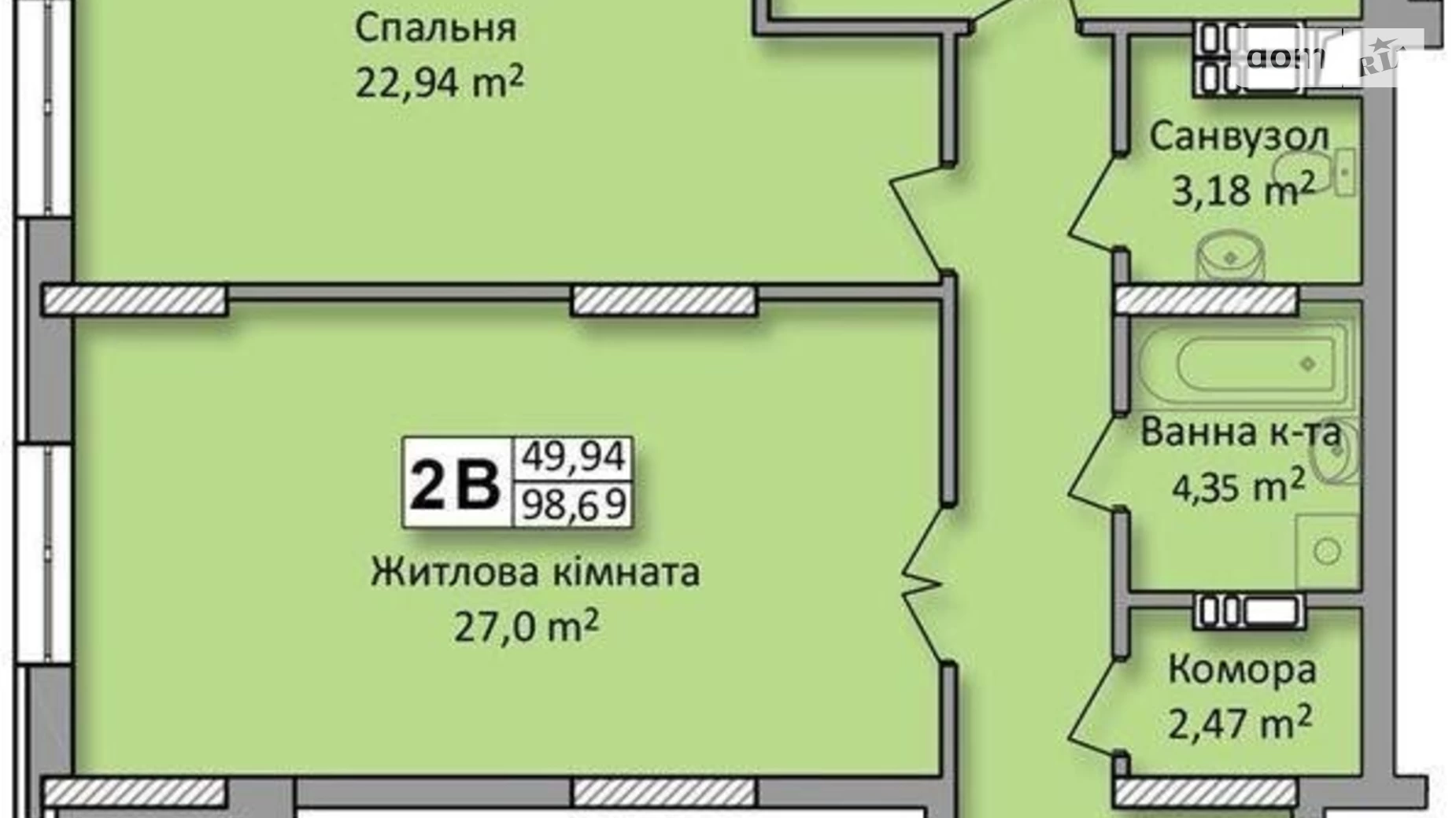 Продается 2-комнатная квартира 98.7 кв. м в Киеве, ул. Юрия Кондратюка, 3 - фото 2