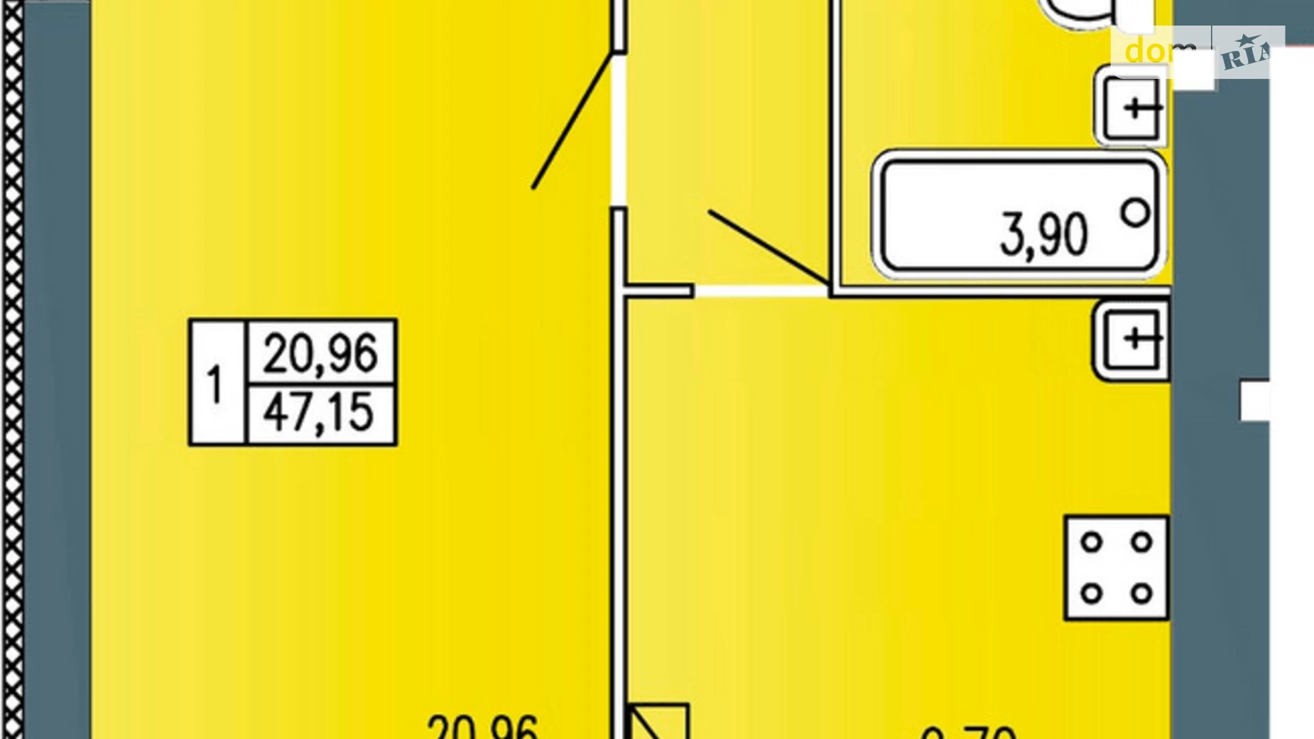 Продается 2-комнатная квартира 47.15 кв. м в Хмельницком, ул. Озерная, 14А