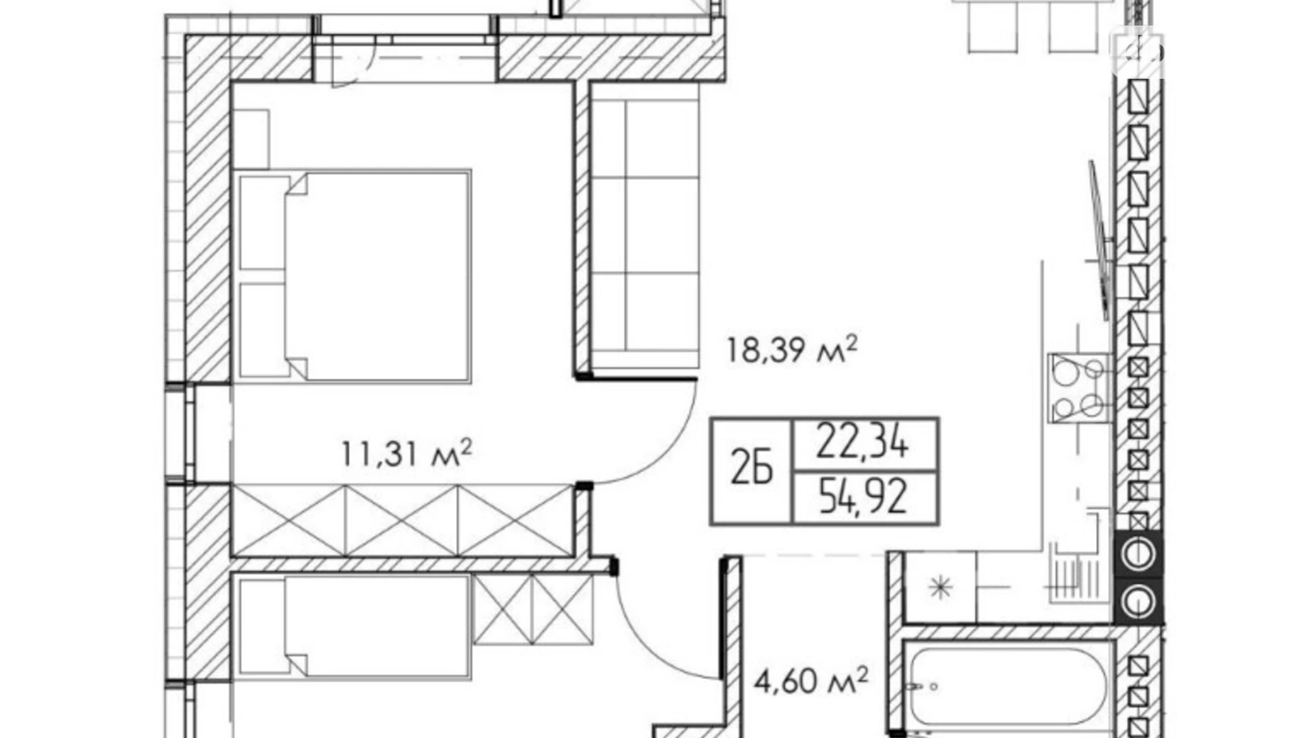 Продается 2-комнатная квартира 55 кв. м в Ровно