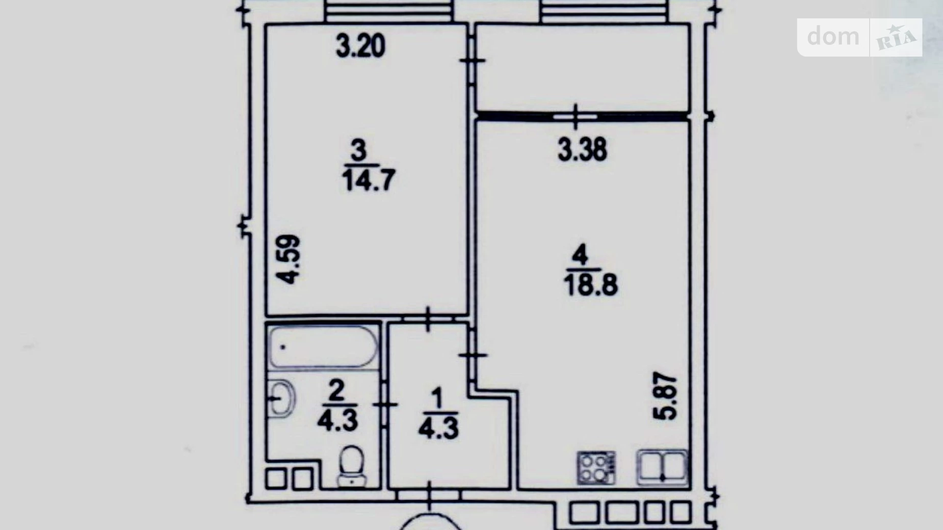 Продается 1-комнатная квартира 48 кв. м в Киеве, наб. Днепровская, 18А