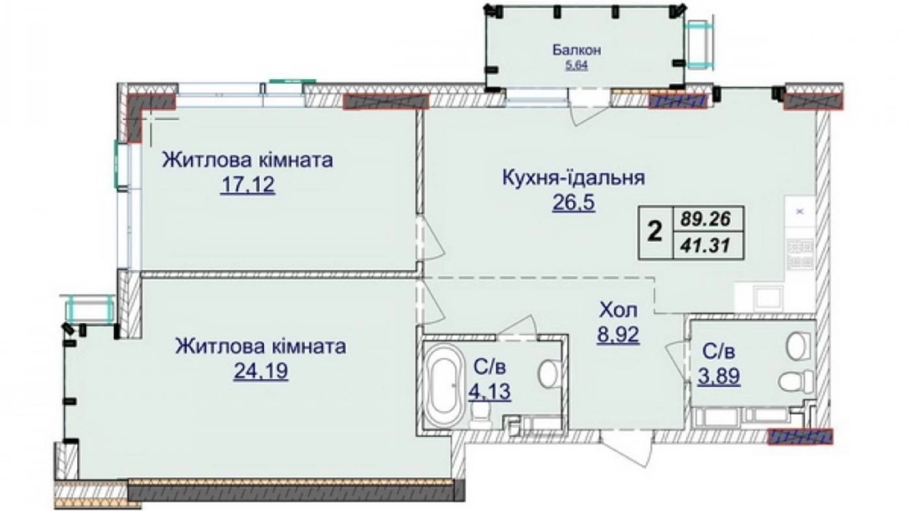 Продается 2-комнатная квартира 89 кв. м в Киеве, ул. Андрея Верхогляда(Драгомирова), 1-20А