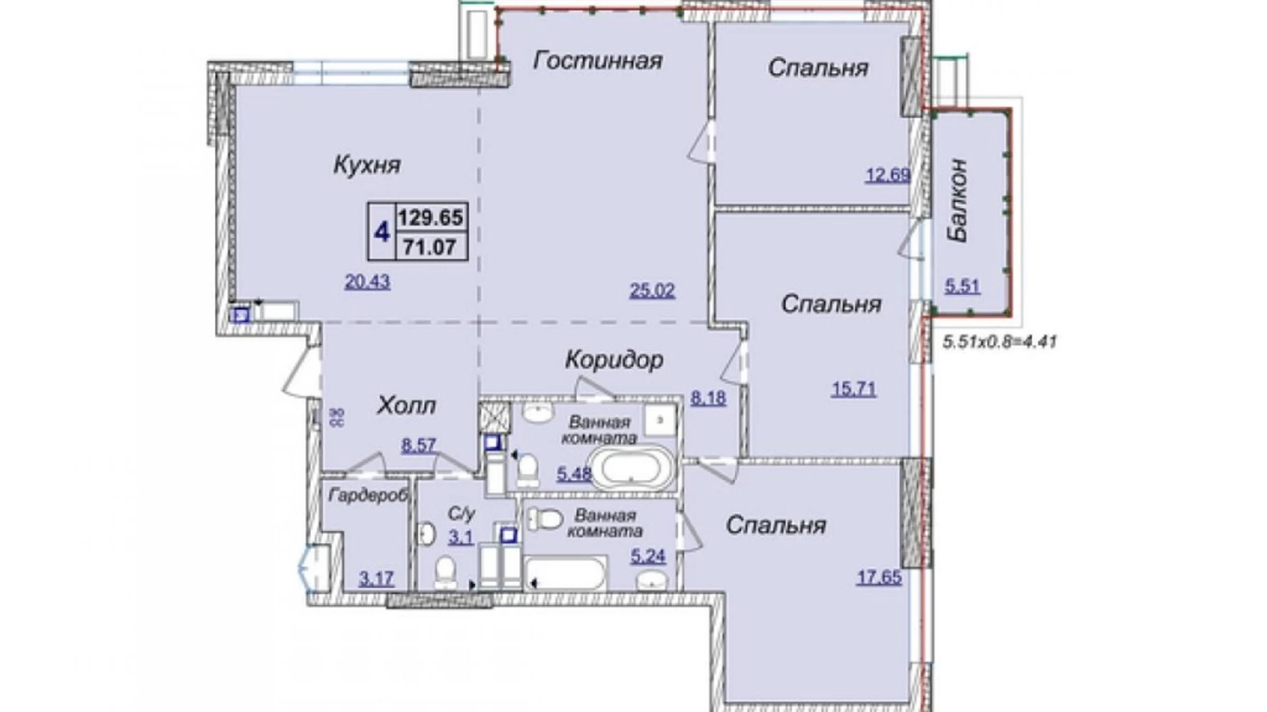 Продається 4-кімнатна квартира 129.65 кв. м у Києві, вул. Андрія Верхогляда(Драгомирова), 2 - фото 4