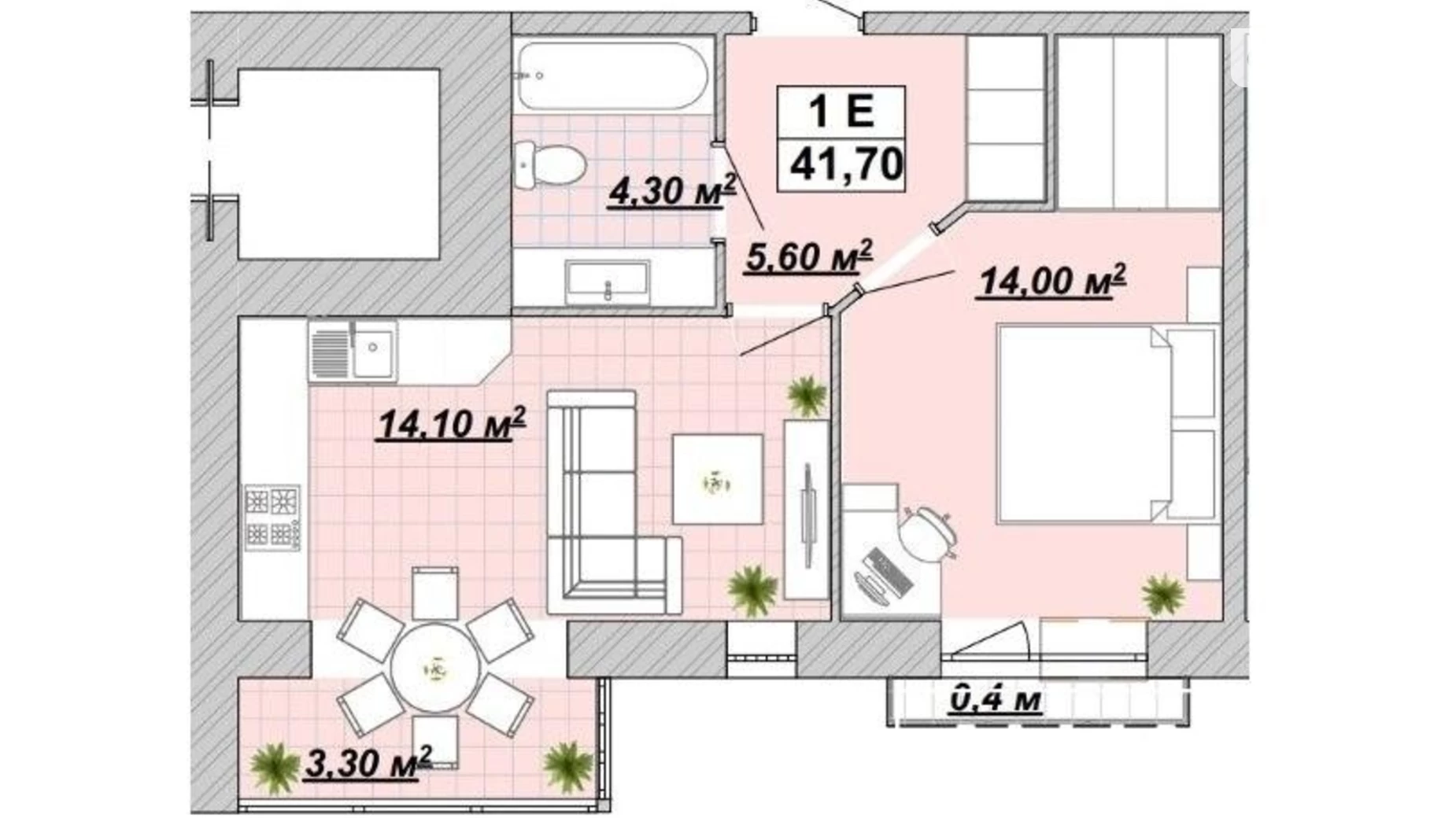 Продається 1-кімнатна квартира 41.7 кв. м у Івано-Франківську, вул. Княгинин, 44 - фото 4