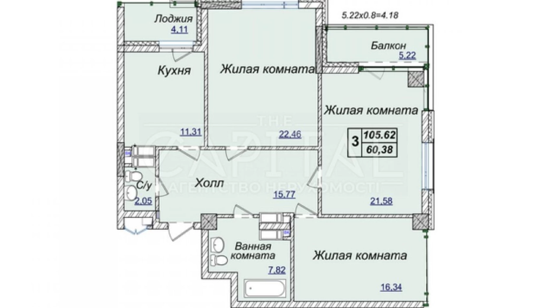 Продается 3-комнатная квартира 105 кв. м в Киеве, ул. Андрея Верхогляда(Драгомирова) - фото 2
