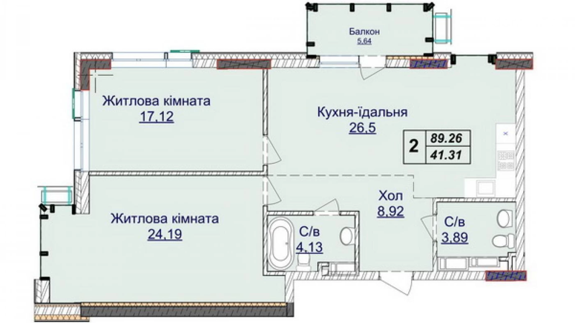 Продается 2-комнатная квартира 89 кв. м в Киеве, ул. Андрея Верхогляда(Драгомирова), 1