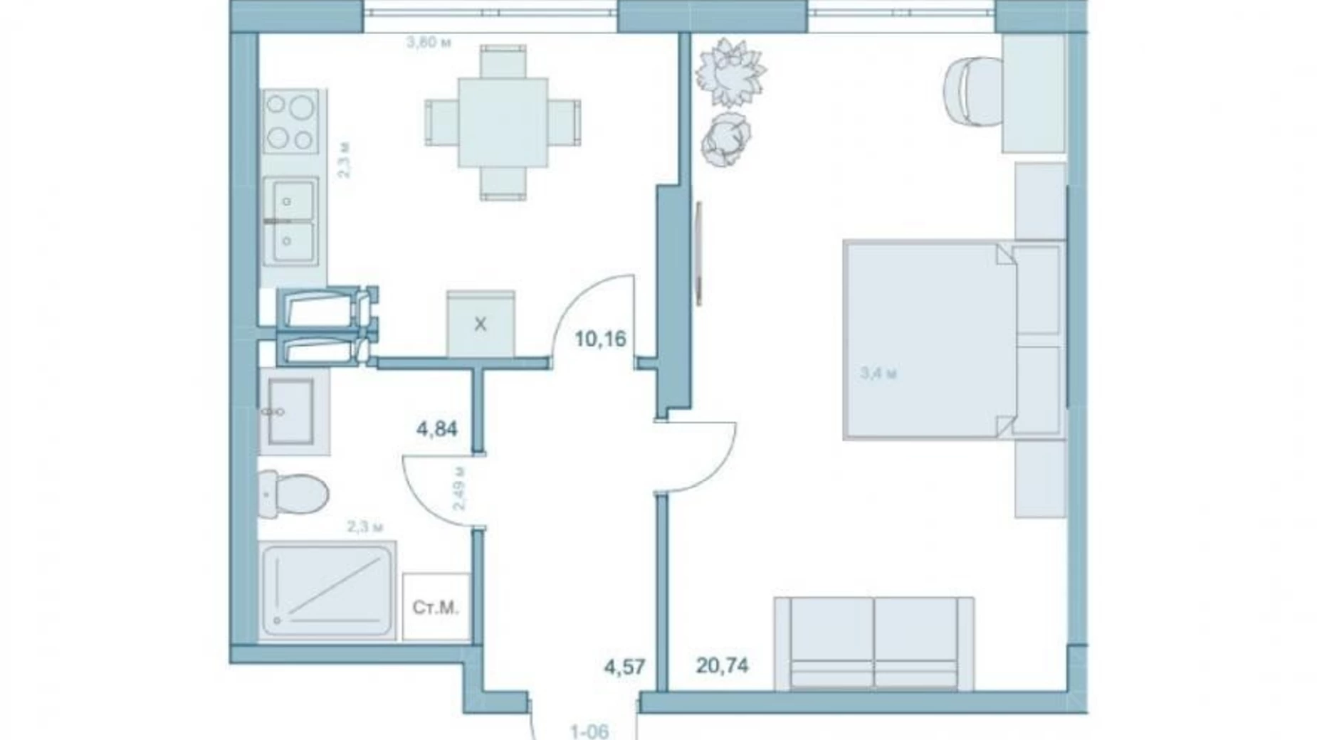 Продается 1-комнатная квартира 40.3 кв. м в Киеве, ул. Степана Руданского, 9А