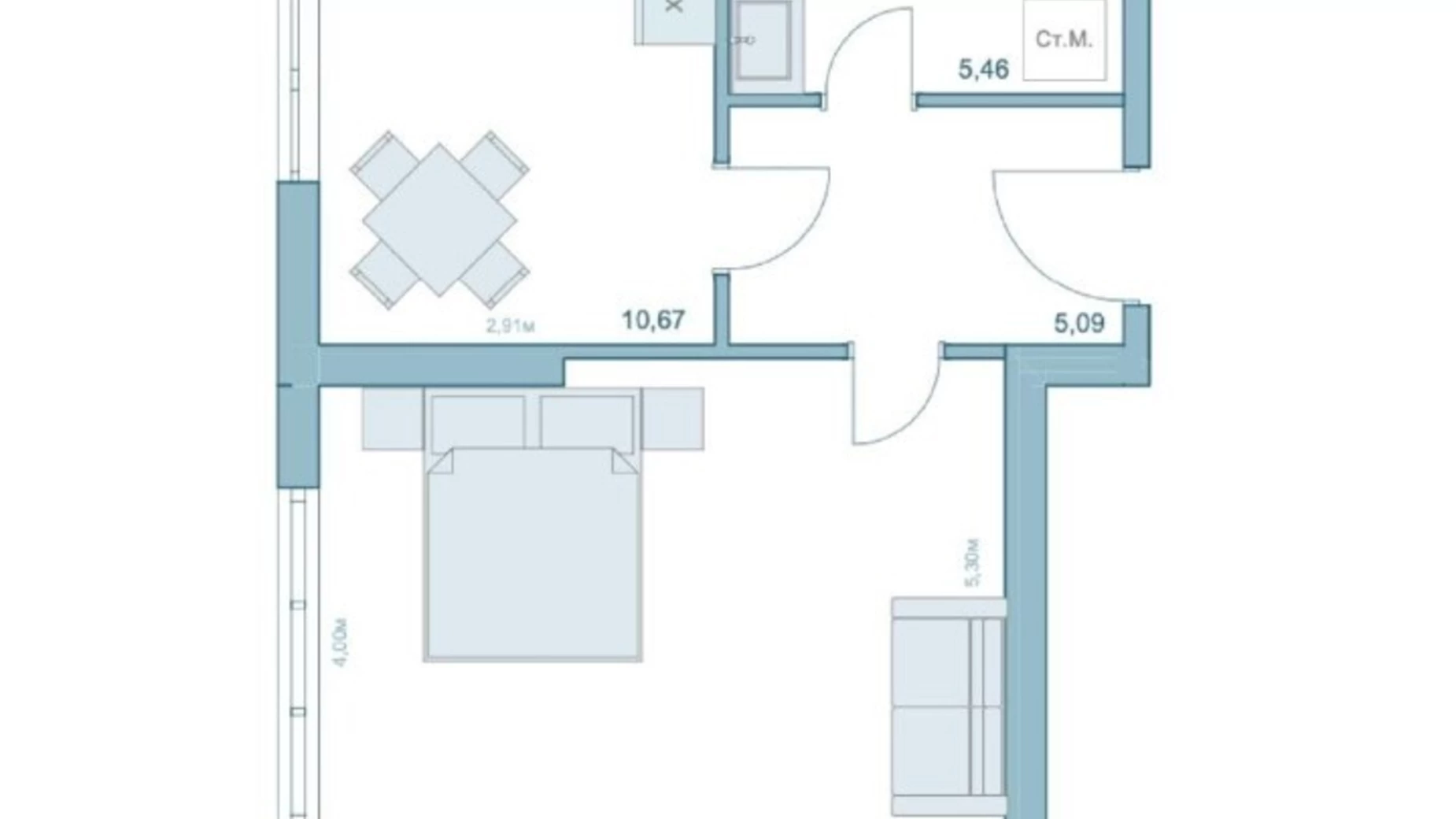 Продается 1-комнатная квартира 44.93 кв. м в Киеве, ул. Степана Руданского, 9А