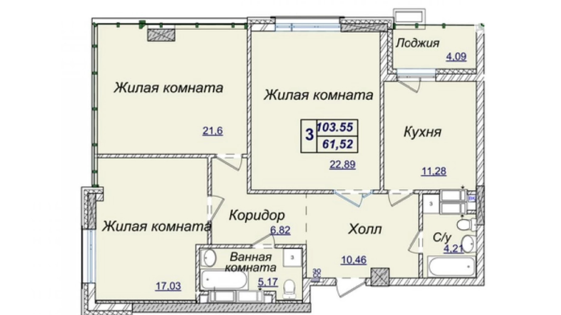 Продается 3-комнатная квартира 104 кв. м в Киеве, ул. Андрея Верхогляда(Драгомирова), 17В