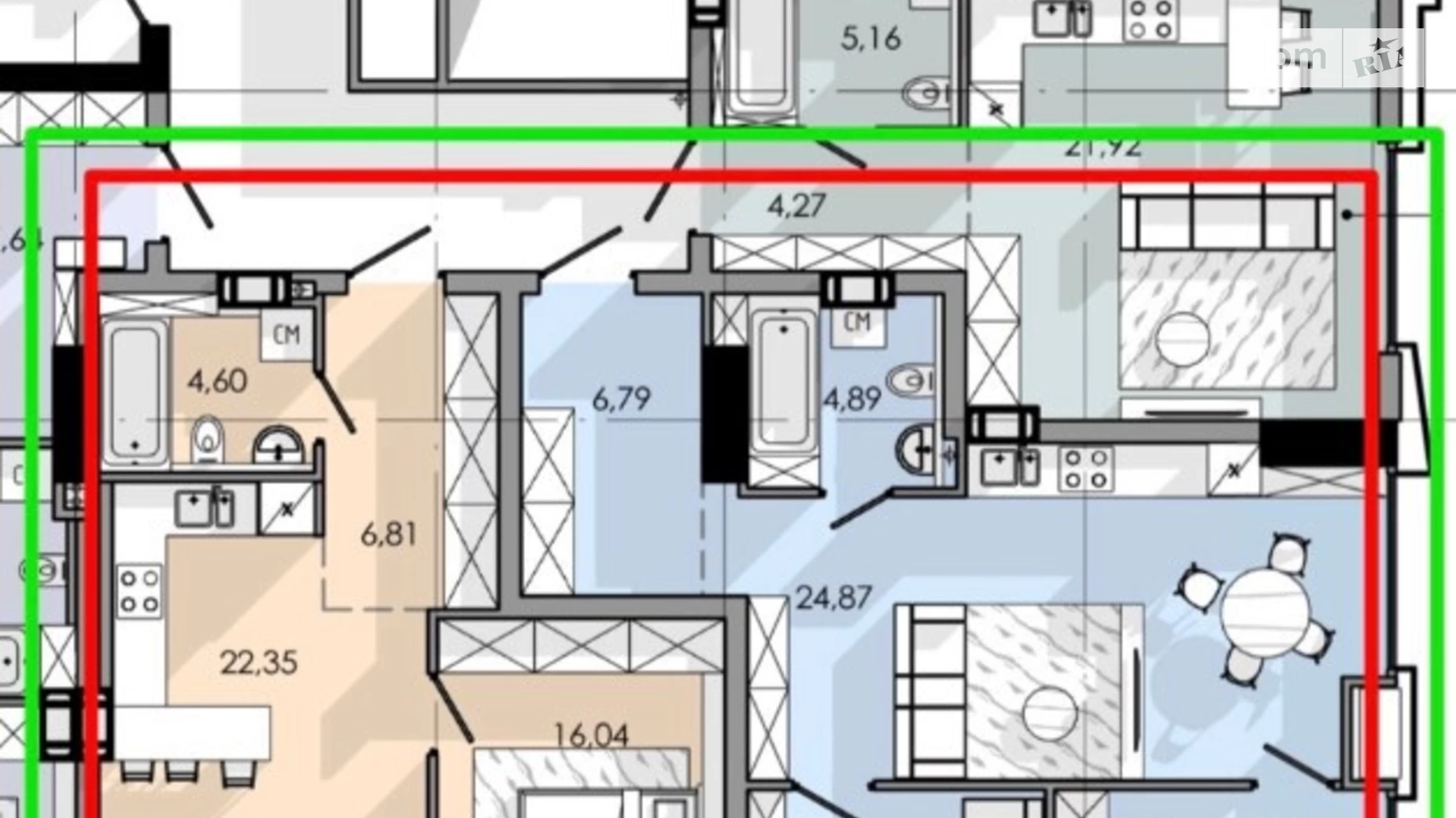 Продается 4-комнатная квартира 112 кв. м в Днепре, ул. Набережная Победы, 128