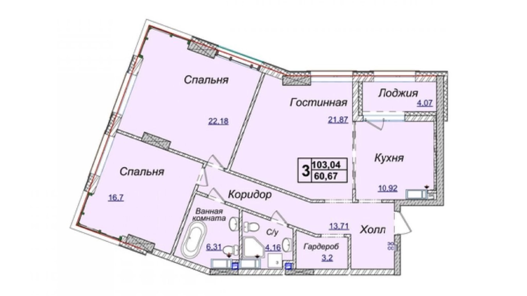 Продается 3-комнатная квартира 104 кв. м в Киеве, ул. Андрея Верхогляда(Драгомирова), 17