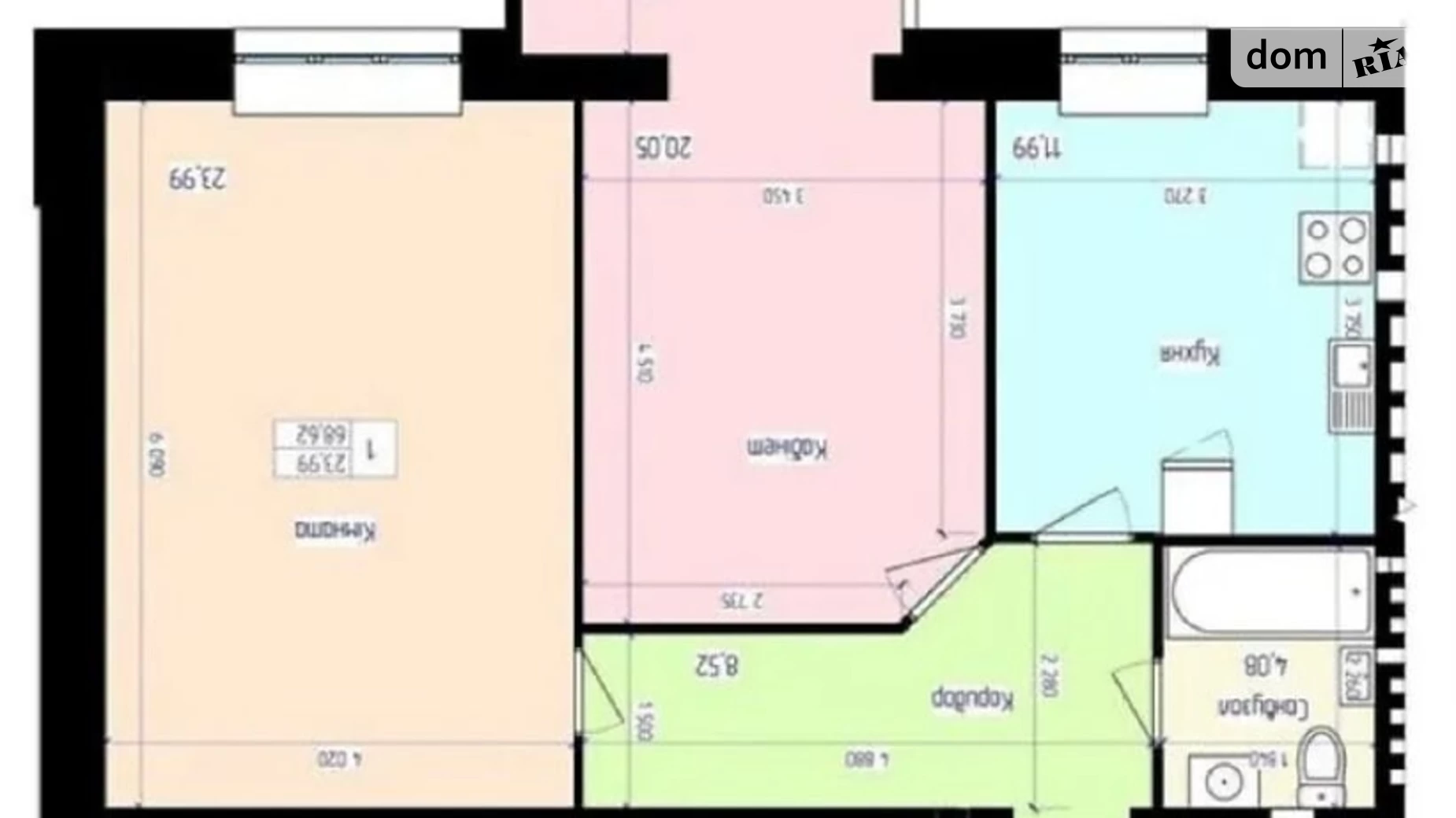 Продается 2-комнатная квартира 62 кв. м в Хмельницком, ул. Кармелюка