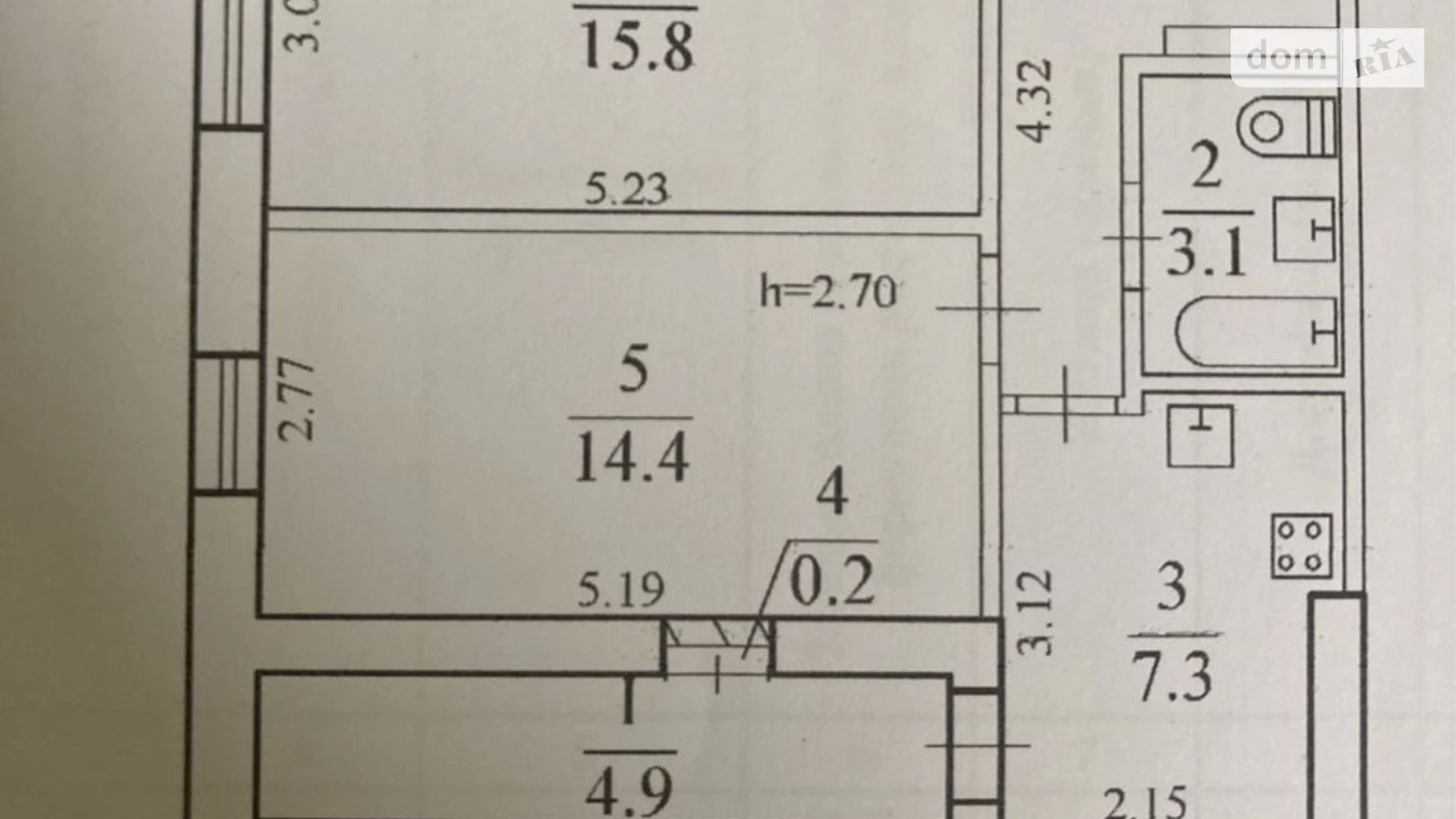 Продається 2-кімнатна квартира 42.4 кв. м у Дніпрі, вул. Старокозацька, 82