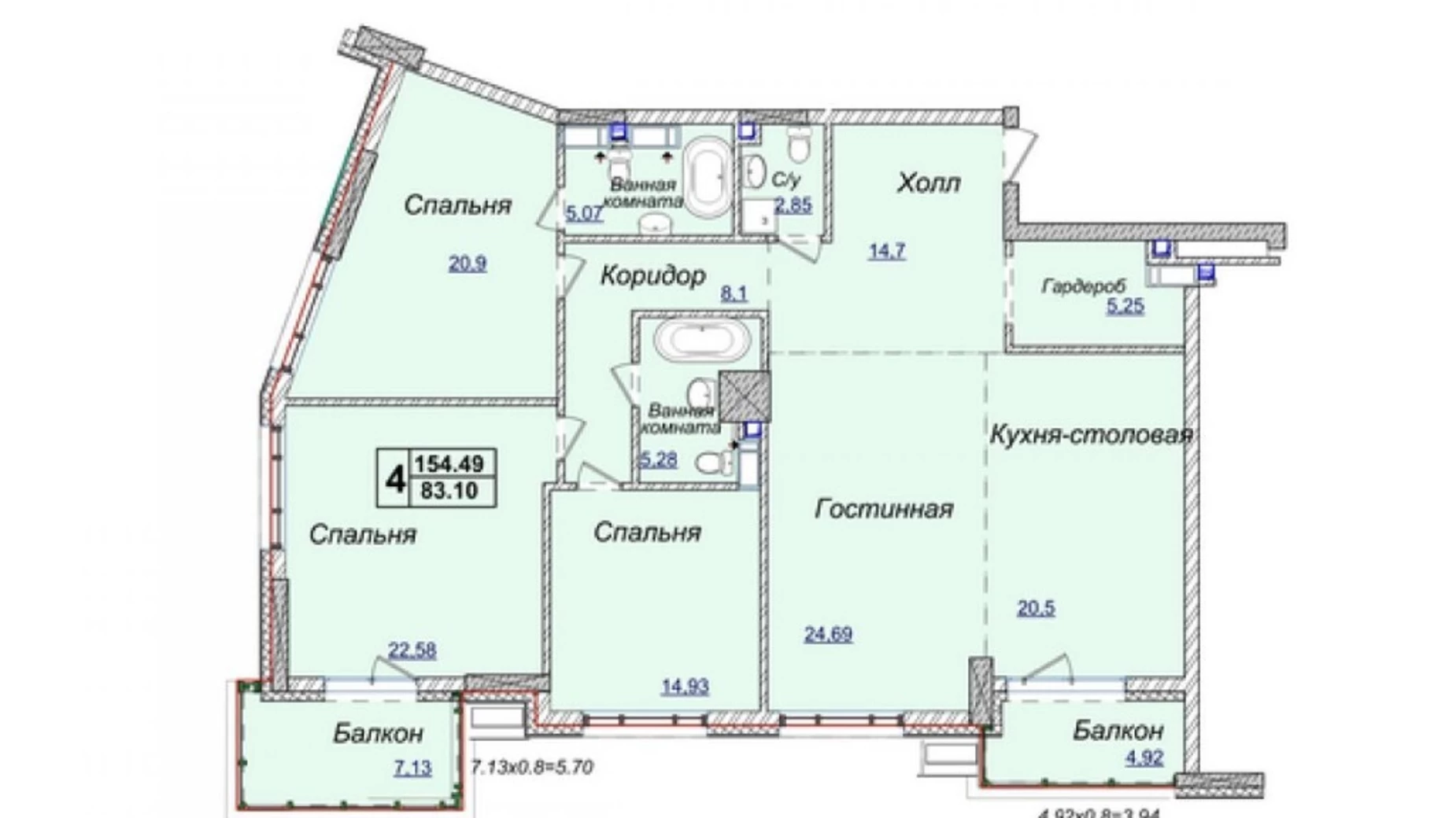 Продается 4-комнатная квартира 155 кв. м в Киеве, ул. Андрея Верхогляда(Драгомирова), 17Б - фото 4