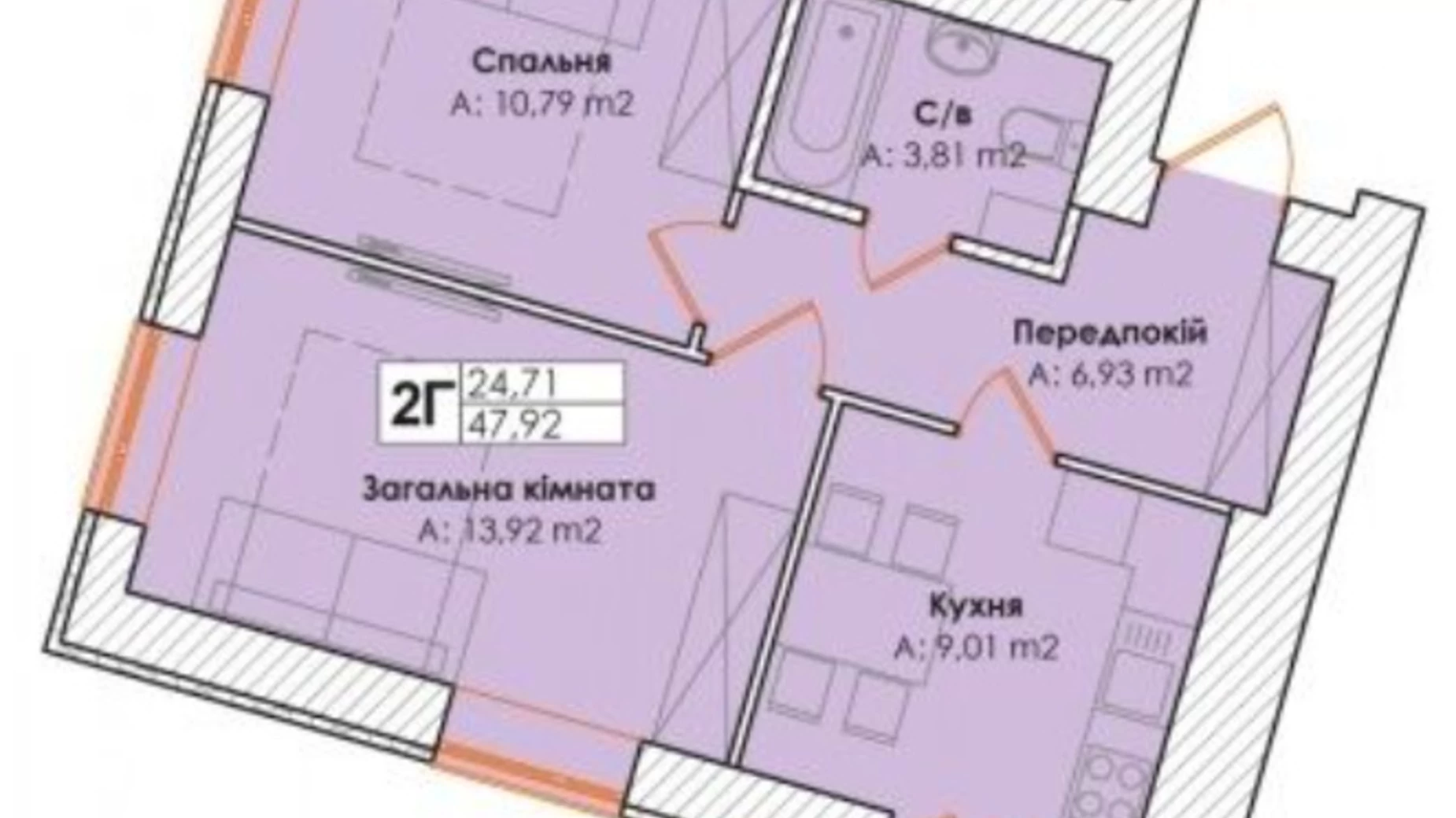 Продается 2-комнатная квартира 47.92 кв. м в Гостомеле, ул. Остромирская