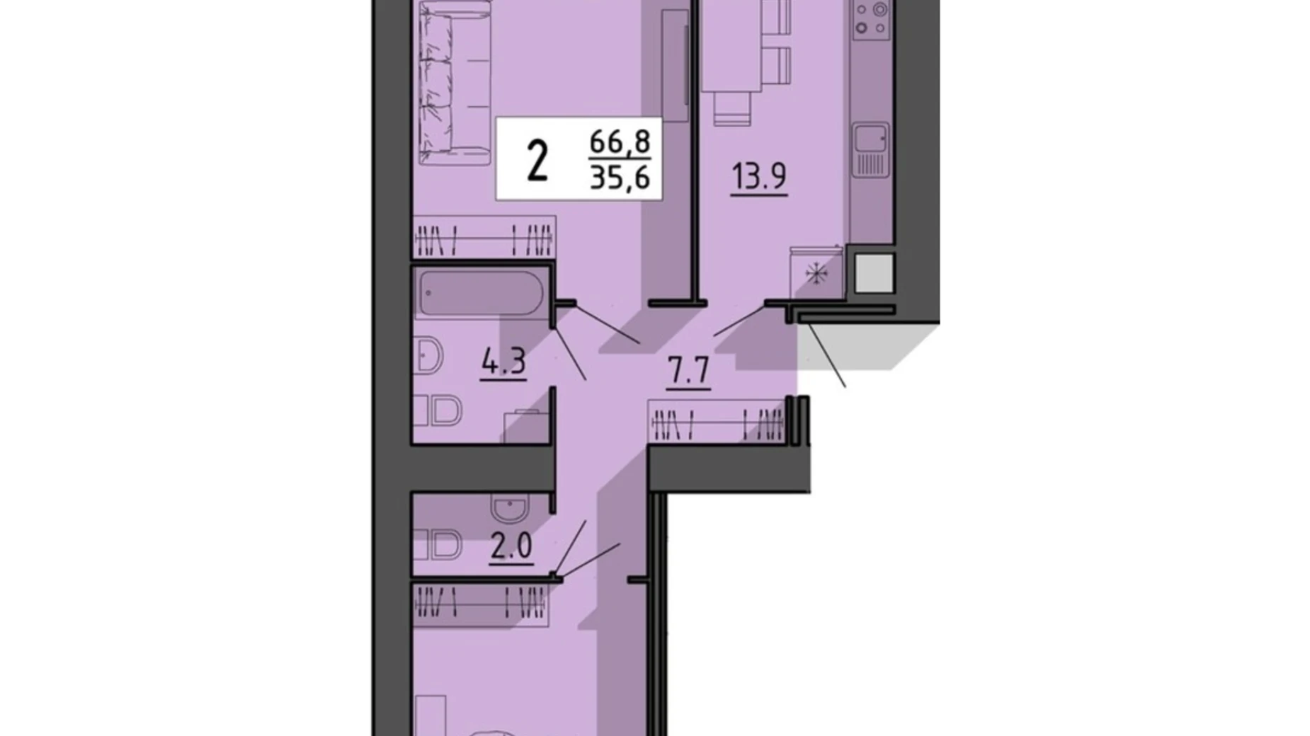 1-комнатная квартира 63.1 кв. м в Тернополе, ул. Генерала Мирона Тарнавского - фото 5