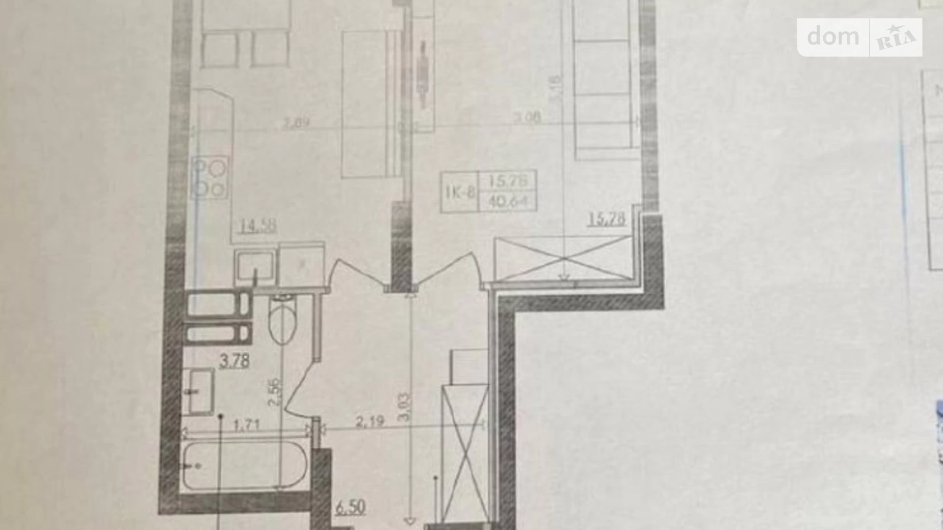 Продается 1-комнатная квартира 41 кв. м в Киеве, Надднепрянское шоссе, 2А