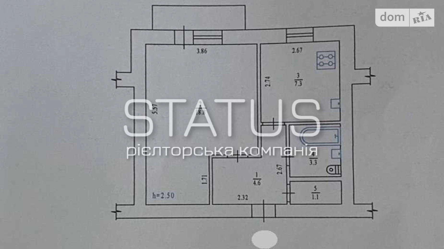 Продается 1-комнатная квартира 36 кв. м в Полтаве