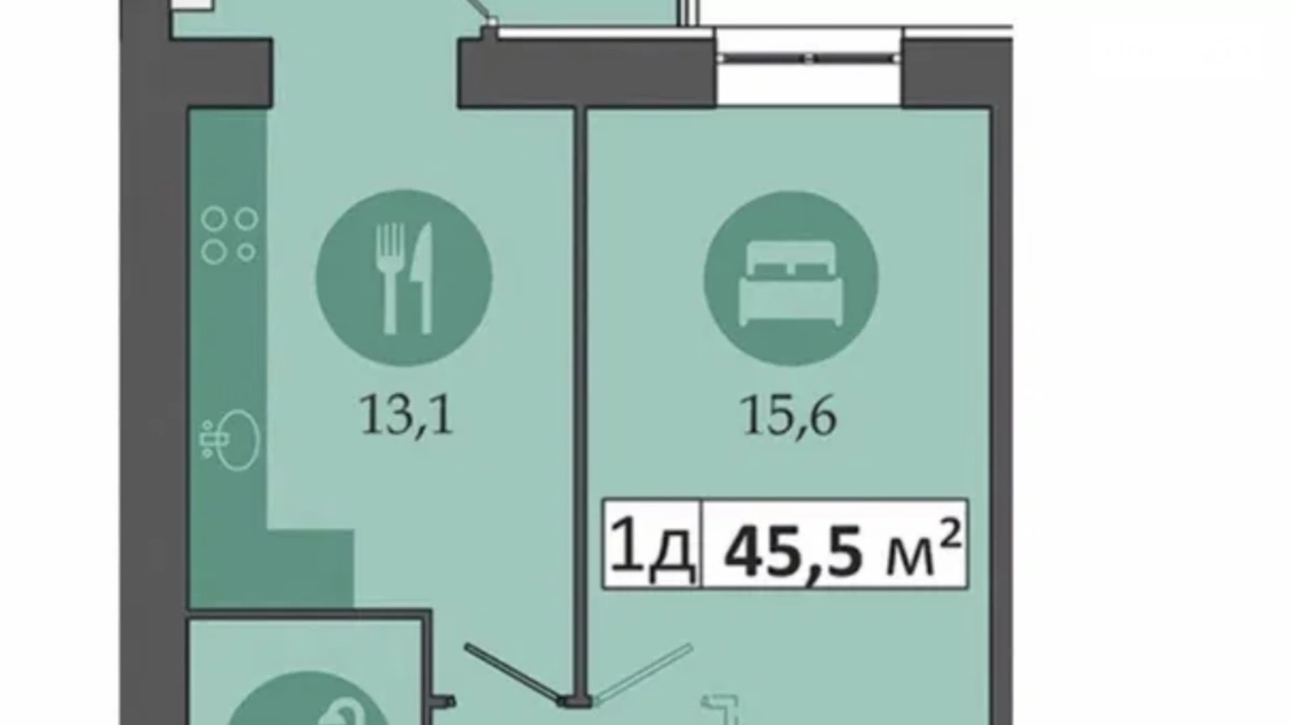 Продається 1-кімнатна квартира 46 кв. м у Дніпрі, вул. Сімейна, 5