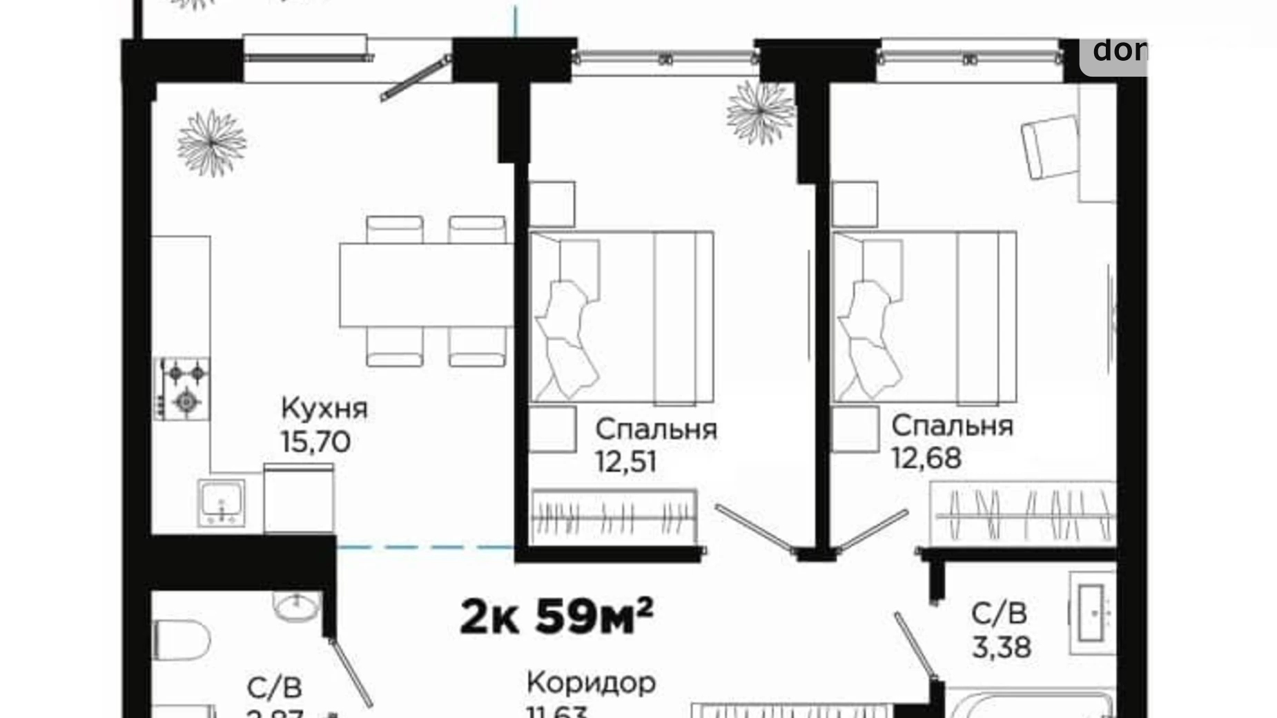 Продается 2-комнатная квартира 59 кв. м в Угорниках, ул. Героев Николаева(Сеченова), 129А - фото 5