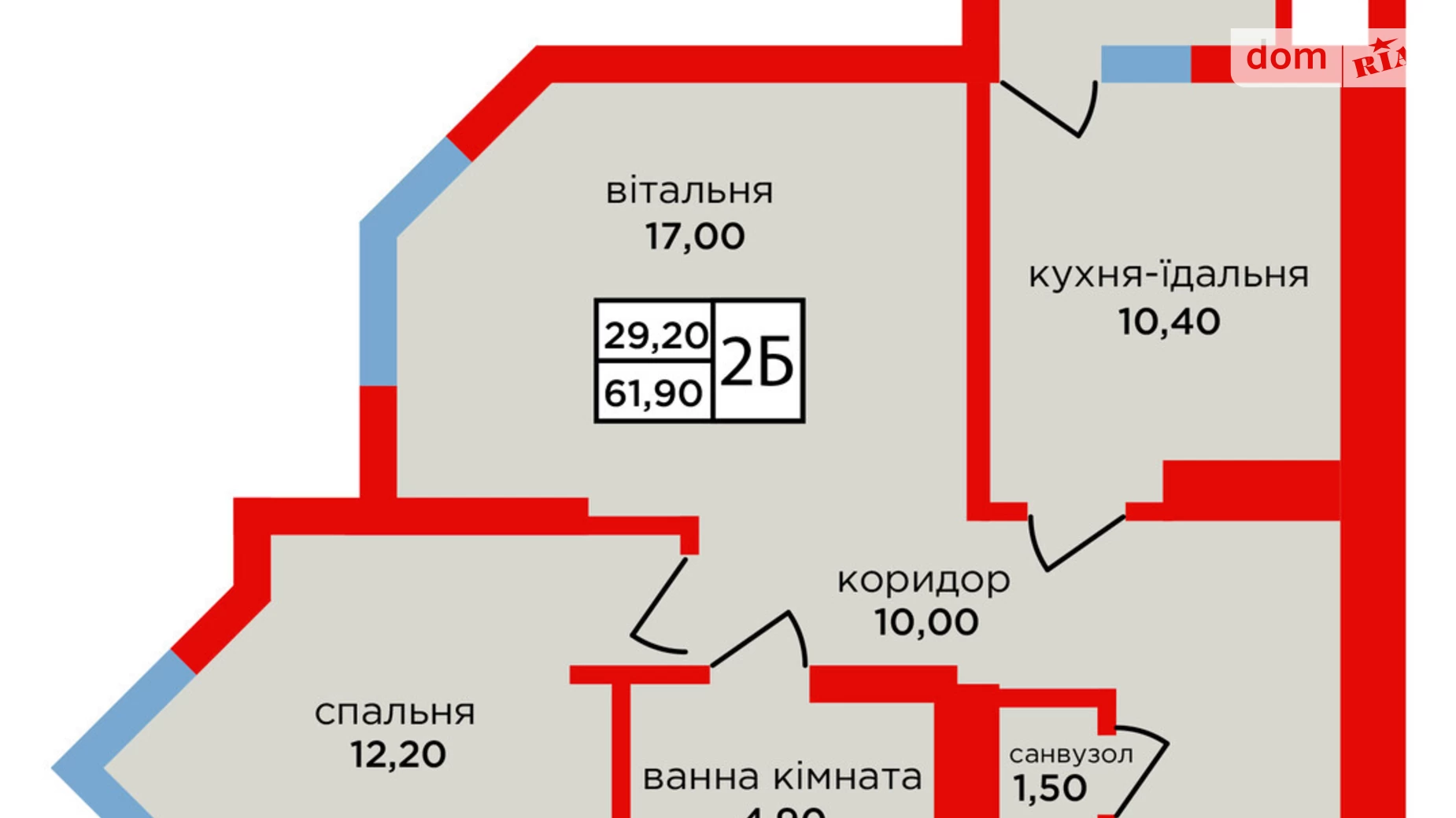 1-комнатная квартира 61.9 кв. м в Тернополе, вул. Подволочиское шоссе