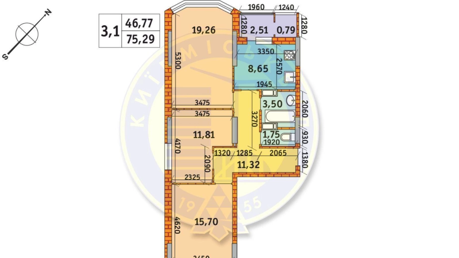 Продается 3-комнатная квартира 75 кв. м в Киеве, ул. Бориспольская, 40