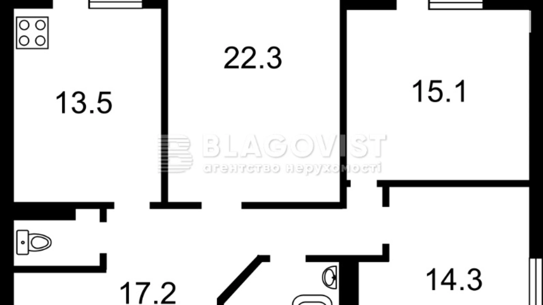 Продается 3-комнатная квартира 100 кв. м в Киеве, просп. Петра Григоренко, 13Б