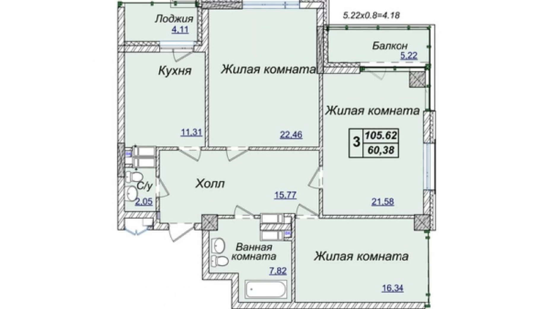 Продается 3-комнатная квартира 105.62 кв. м в Киеве, ул. Андрея Верхогляда(Драгомирова), 17В