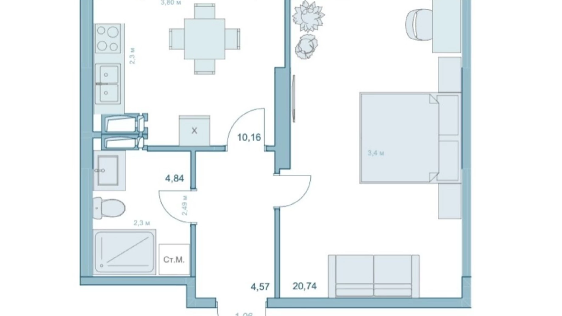 Продается 1-комнатная квартира 40 кв. м в Киеве, ул. Степана Руданского, 9А - фото 2