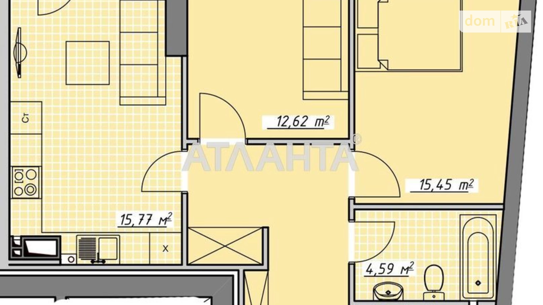 Продается 2-комнатная квартира 63.69 кв. м в Одессе, пер. Курортный