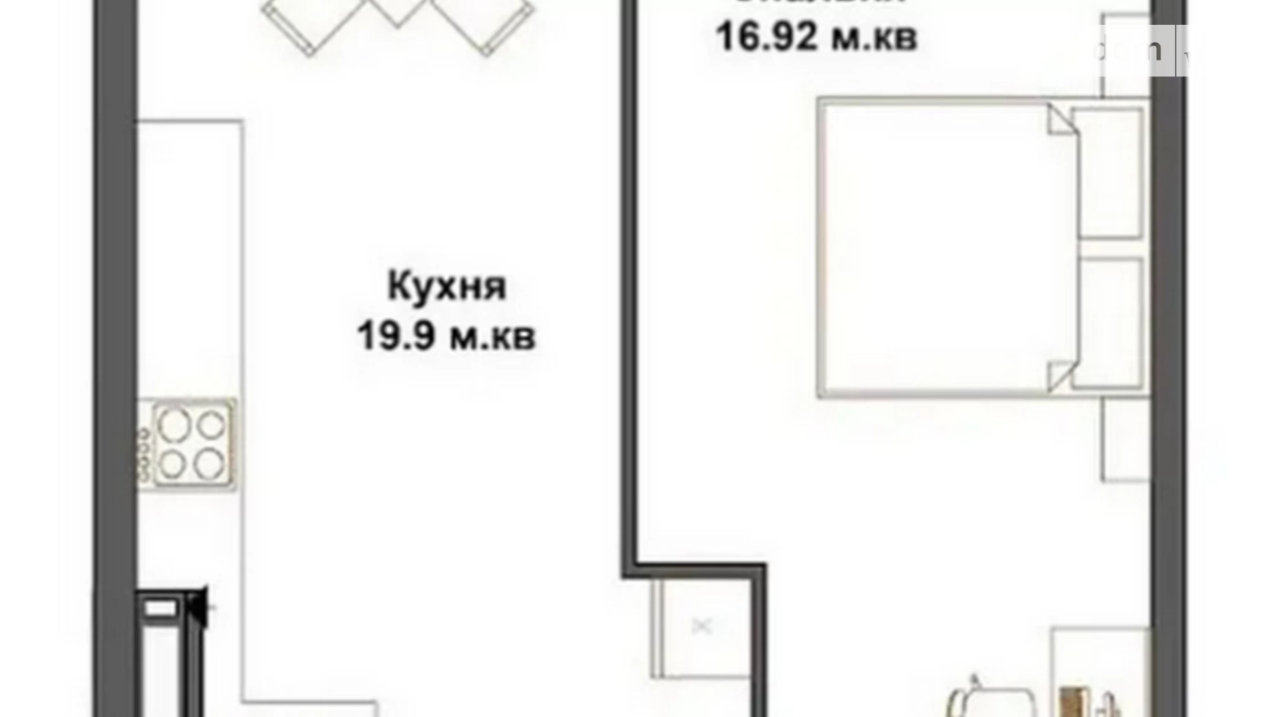 1-кімнатна квартира 49 кв. м у Тернополі, вул. Тарнавського Мирона Генерала