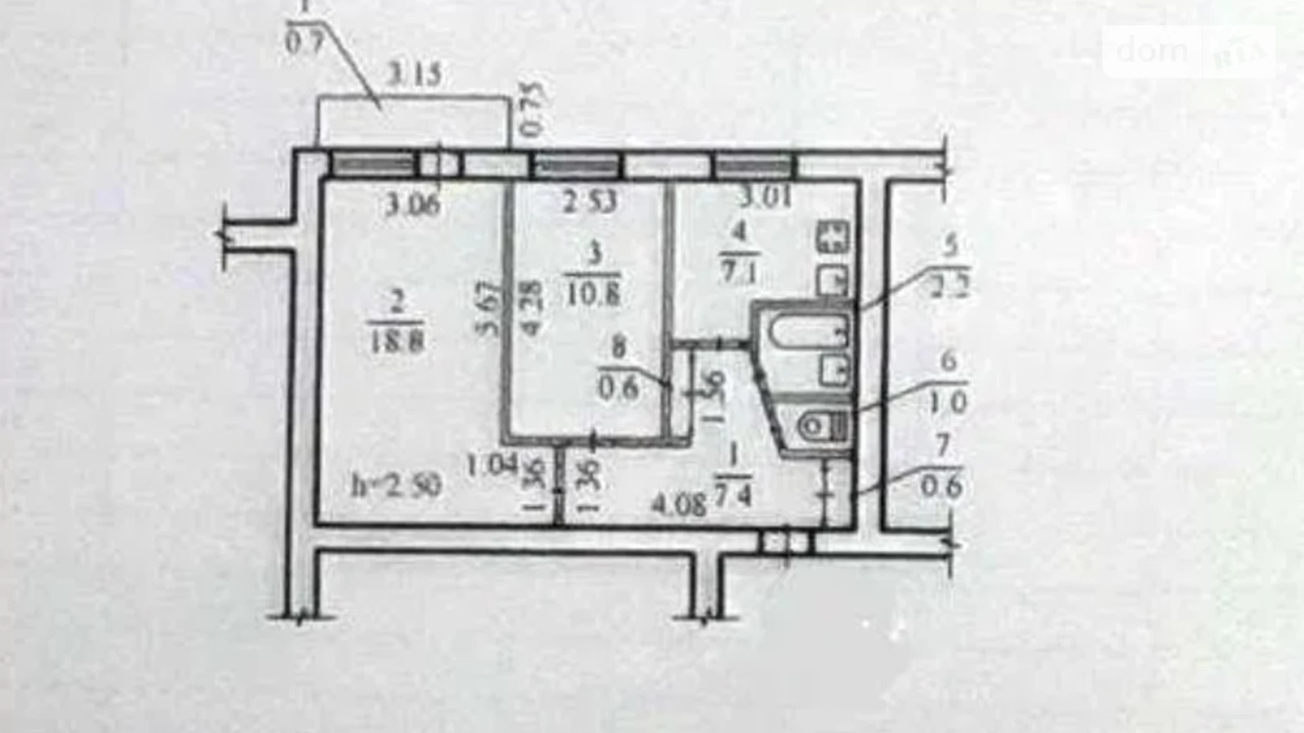 Продається 2-кімнатна квартира 46 кв. м у Дніпрі, вул. Новокримська