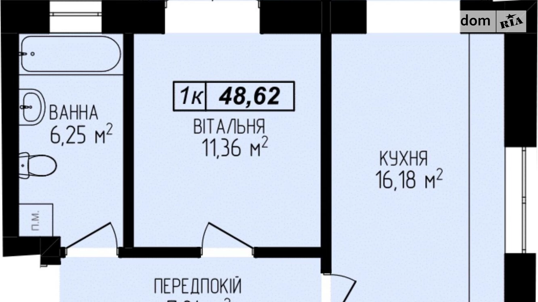 Продається 1-кімнатна квартира 52.3 кв. м у Івано-Франківську, вул. Целевича Юліана