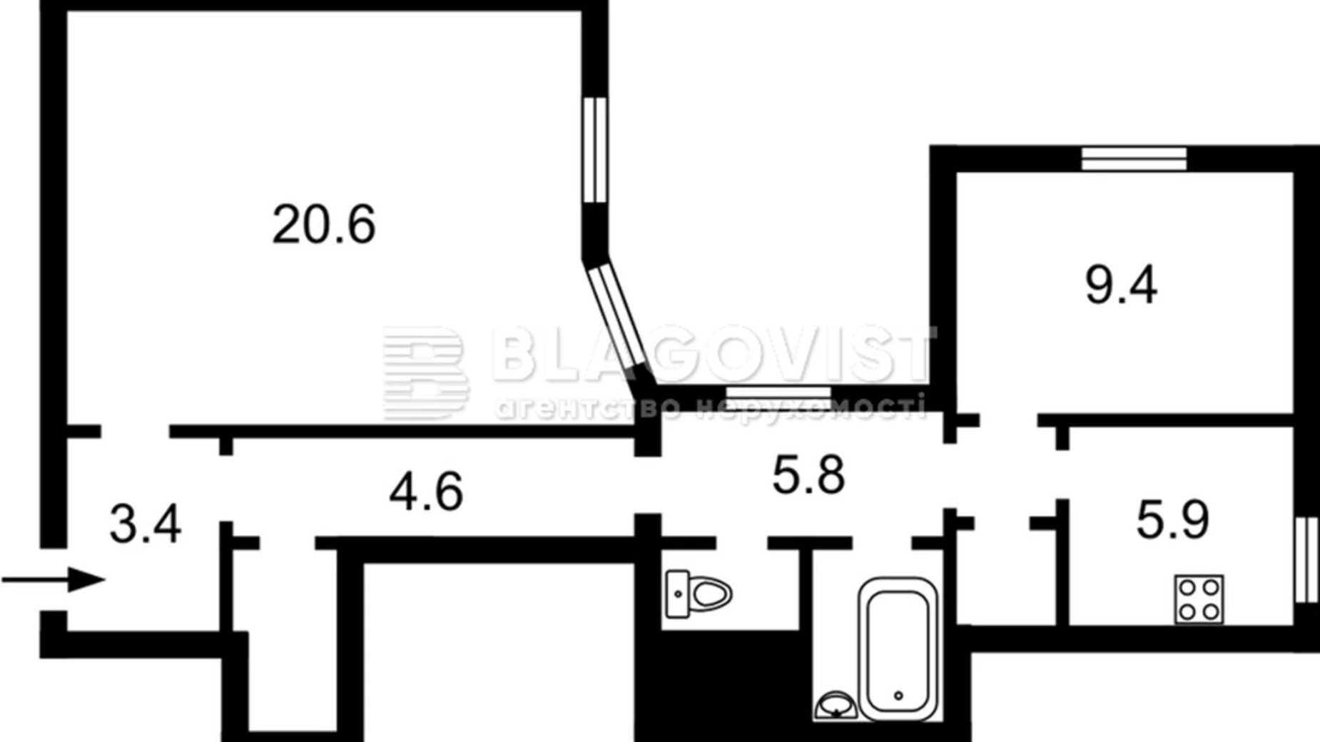 Продается 2-комнатная квартира 63 кв. м в Киеве, ул. Саксаганского, 13/42