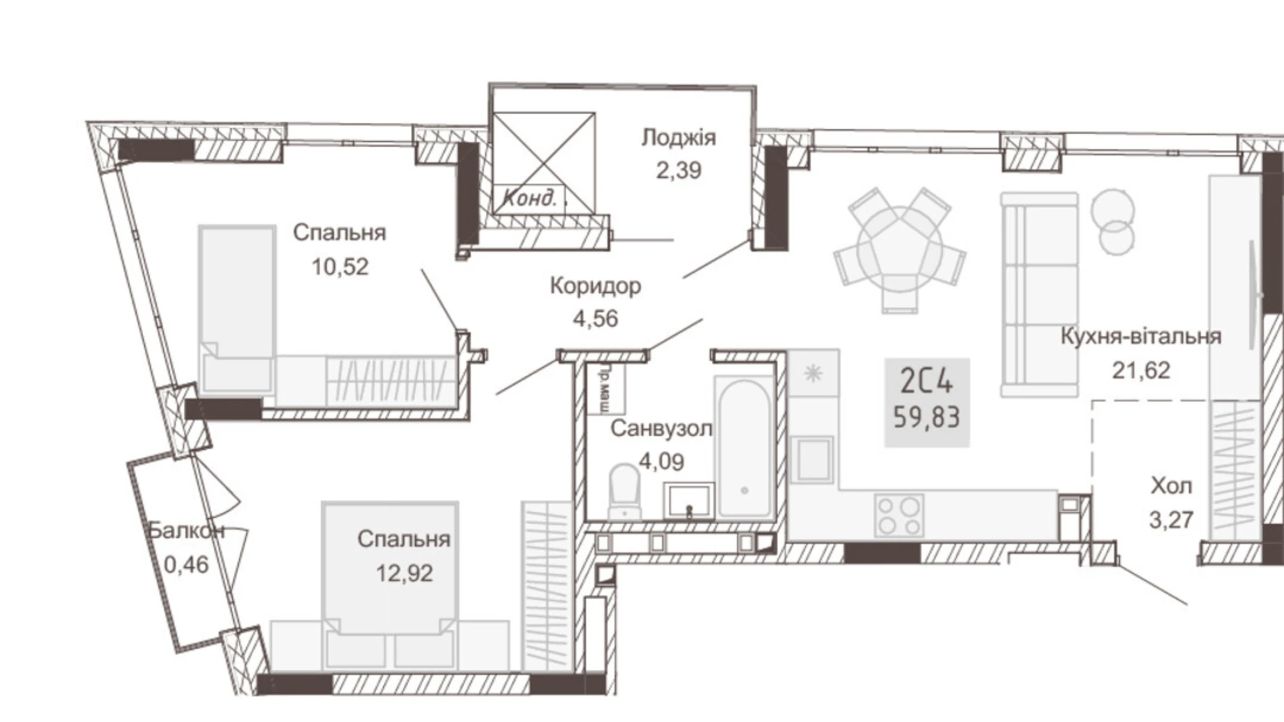 Продается 2-комнатная квартира 59.8 кв. м в Ровно, ул. Вышиванки(Орлова), 2 - фото 2