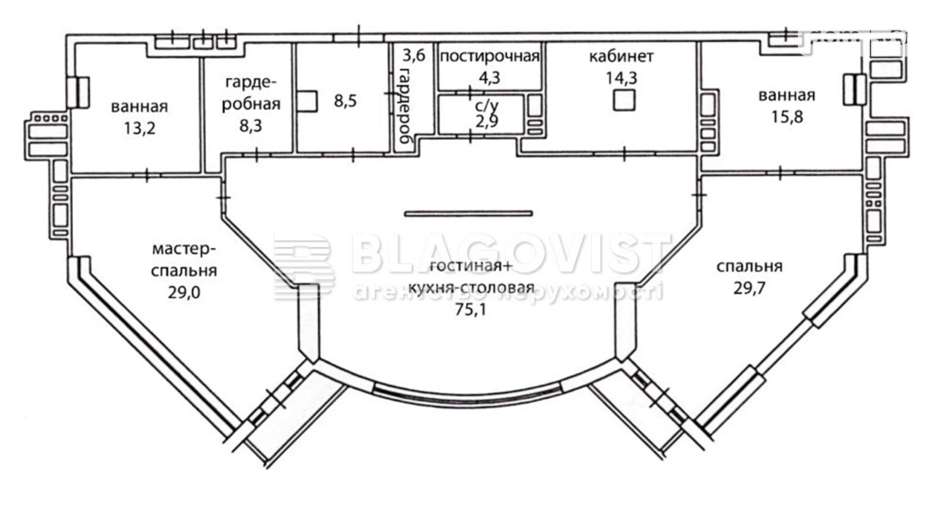 Продается 3-комнатная квартира 206 кв. м в Киеве, ул. Ивана Мазепы(Январского Восстания), 11Б