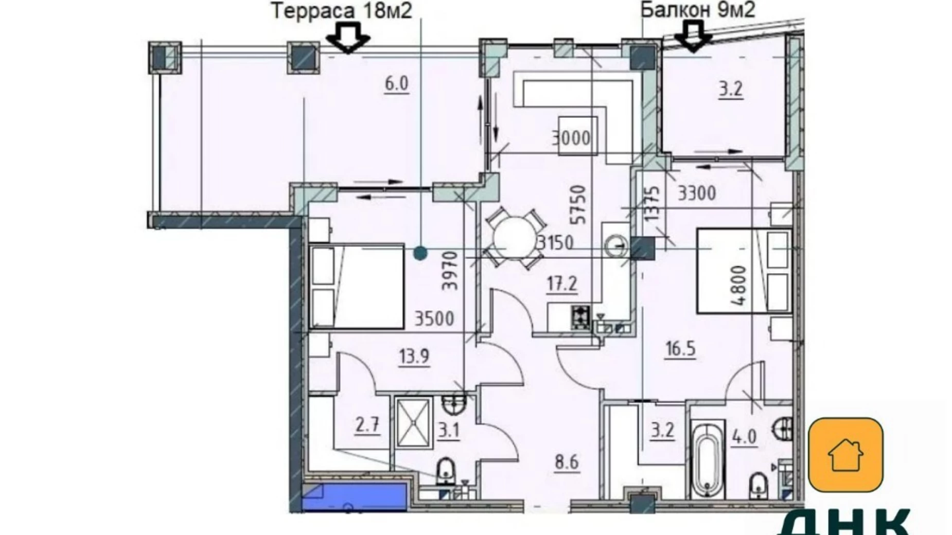 Продается 2-комнатная квартира 79 кв. м в Одессе, ул. Каманина, 20 - фото 2