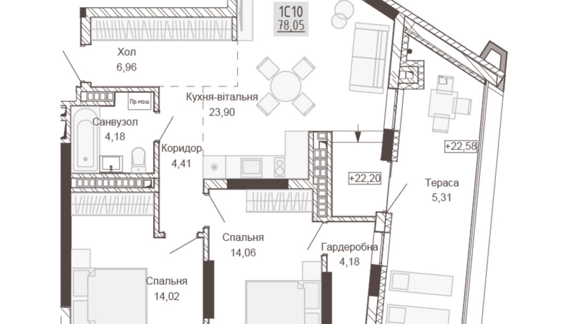 Продается 2-комнатная квартира 78.41 кв. м в Ровно, ул. Вышиванки(Орлова), 2 - фото 2