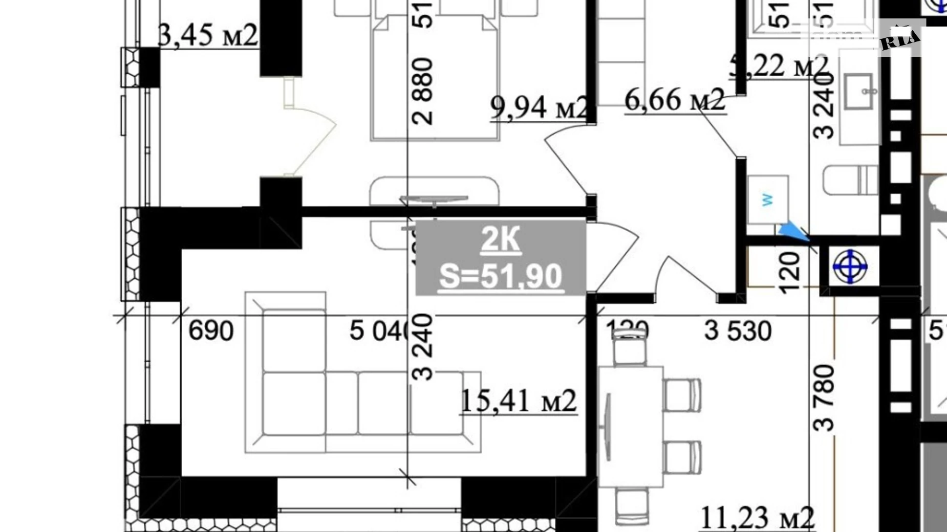 Продається 2-кімнатна квартира 51.9 кв. м у Івано-Франківську